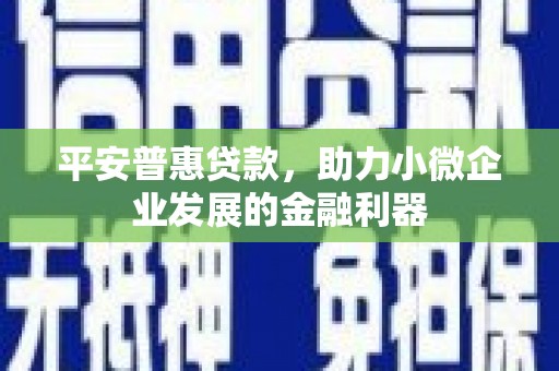 双阳平安普惠贷款，助力小微企业发展的金融利器