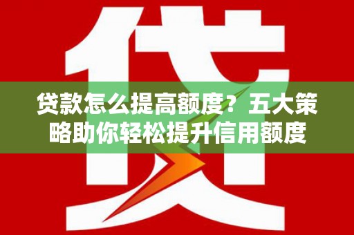 双阳贷款怎么提高额度？五大策略助你轻松提升信用额度